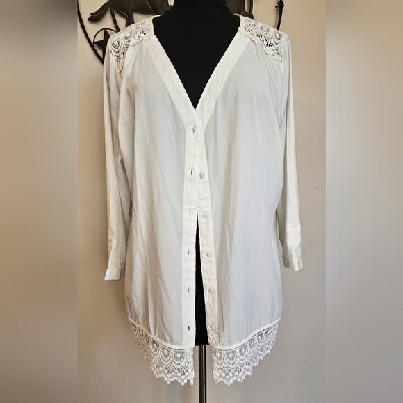 Elegant White Lace Trim Top NWOT - Picture 1 of 8